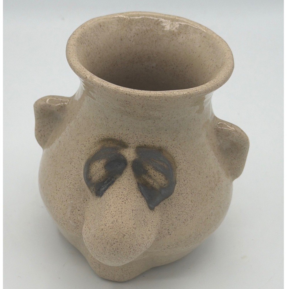 Vintage Peter Petrie Signed Studio Art Pottery Face Egg Separator Its Snot A Mug
